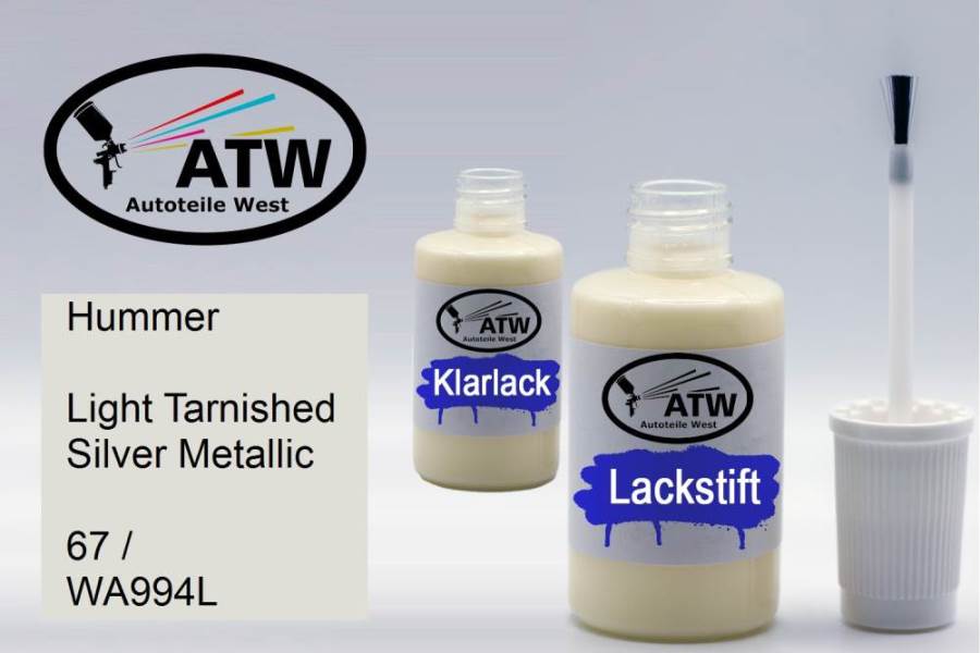 Hummer, Light Tarnished Silver Metallic, 67 / WA994L: 20ml Lackstift + 20ml Klarlack - Set, von ATW Autoteile West.